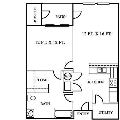 One Bedroom / One Bath - 741 Sq. Ft.*