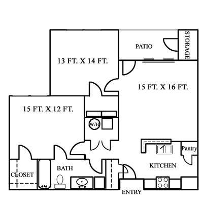 Two Bedroom / One Bath - 1,001 Sq. Ft.*